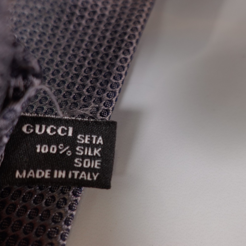 Gucci Neck Tie Mens Blue Silk Grenadine Luxury Wedding Basic Simple Modern Italy - Picture 9 of 12